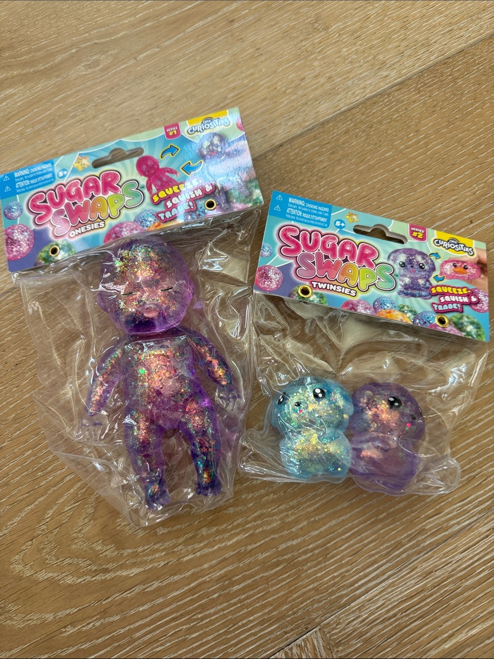 Viral Orb Sugar Swaps Purple Glitter Squishy Baby and Squishy Puppies- Lot
